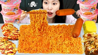 ASMR MUKBANG| 직접 만든 로제 불닭볶음면 피자빵 소세지 먹방 & 레시피 FRIED CHICKEN AND FIRE NOODLES EATING