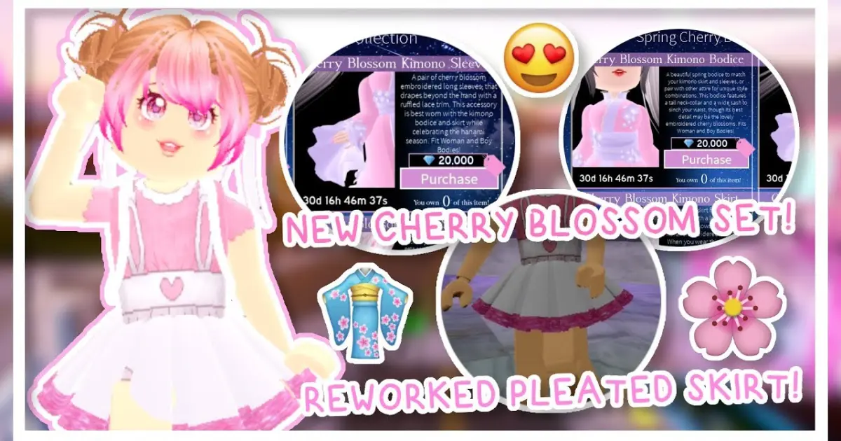 👘💖 NEW SPRING CHERRY BLOSSOM SET + REWORKED PLEATED SKIRT! // Roblox ...