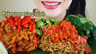 MAKAN CEKER TANPA TULANG SAMBEL BALADO, INDOMIE SAMBEL GEPREK, PETE | EATING SOUNDS