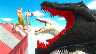 2x TITAN SPINOSAURUS EATS FEEDS IN SLOW MOTION