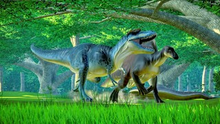 Albertosaurus & Deinonychus Hunting In Woodland Environment - Jurassic World Evolution