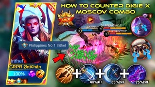 COUNTERING THIS DIGIE MOSCOV STRATEGY IN GOLD LANE🔥LATE GAME FULL CRITICAL BUILD IRITHEL!!