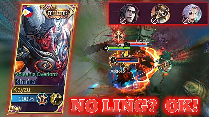 THEY BANNED MY LING SO I USED KHUFRA(VOLCANIC OVERLORD) - Mobile Legends
