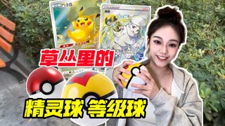 草丛里有遗落的宝可梦精灵球和等级球！