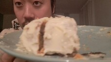 ASMR EATING CARROT CAKE, PLATE LICK, FINGER LICK & AIR TRACING 🥕