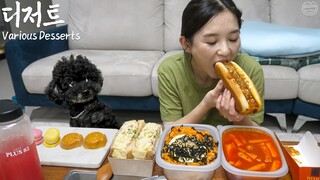 먹고싶은거 다 먹었어요☆떡볶이,김치볶음밥,샌드위치,핫도그,츄러스,붕어빵,와플,계란빵ㅣDessertㅣReal Mukbangㅣ