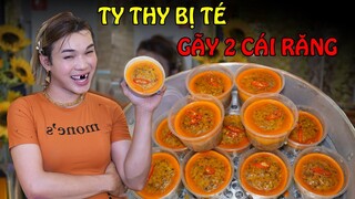 Ty Thy bị té gãy 2 cái răng trong khi bơi lội - Ty Thy Vlog Gỏi đu đủ