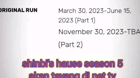shinbi's hause season 5 akan tayang di net tv 30 November 2023
