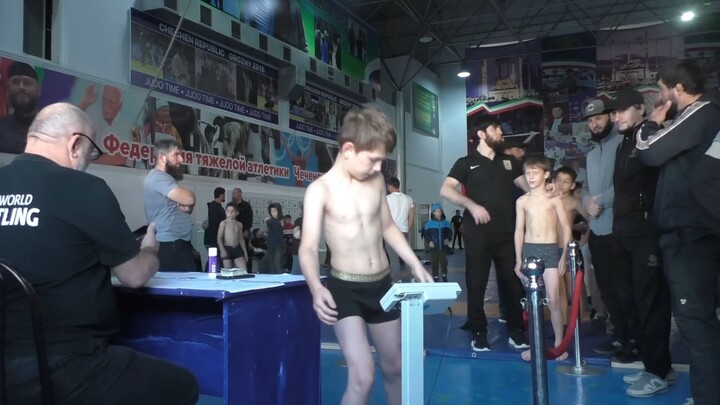 Wrestlers’ weigh-in at the DWC tournament in Grozny.