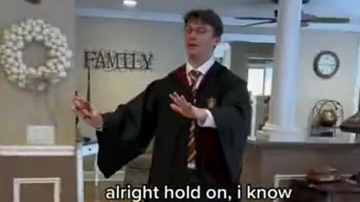 You think he's showing off the magic he's learned, but actually, he's showing off the getaway skills