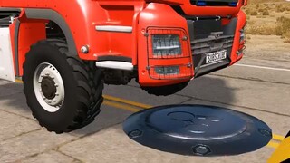 Flatbed Truck Mcqueen  _ Transportation with Truck - Pothole vs Car _454 - BeamN