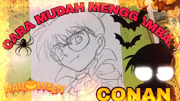 cara yang paling mudah menggambar conan Edogawa
