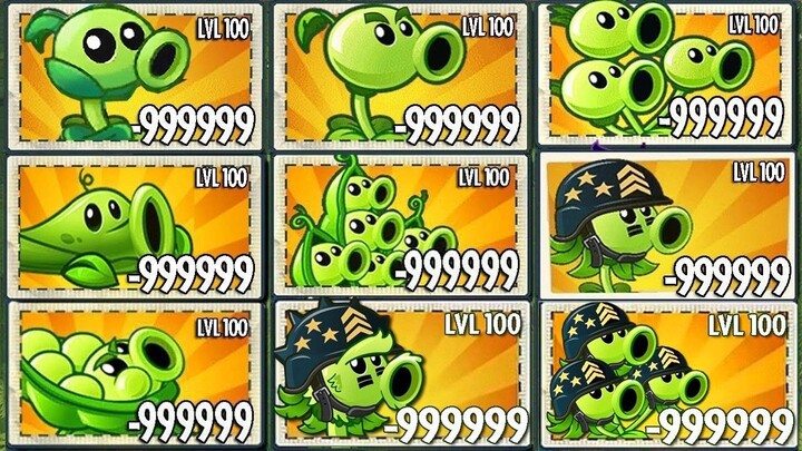 Tantangan PvZ 2 – Semua Tanaman Level 100, Hanya Menggunakan 1 Kacang Energi vs 100 Zombi Kepala Bar