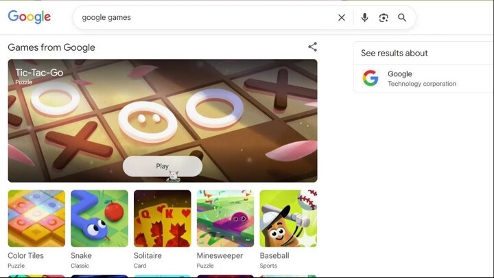 I TYPE GOOGLE GAMES IN GOOGLE