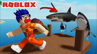 KITA KABUR DARI HIU KEJAM DISAAT TSUNAMI - ROBLOX TSUNAMI SURVIVAL