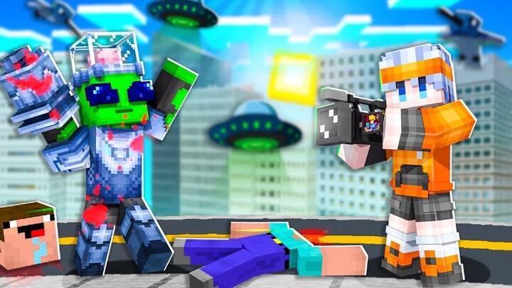Minecraft หมู่บ้านสยองขวัญ 👻 ตอน เอเลี่ยนบุกโลกก!! 👽