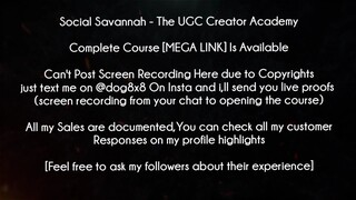 Social Savannah Course The UGC Creator Academy download