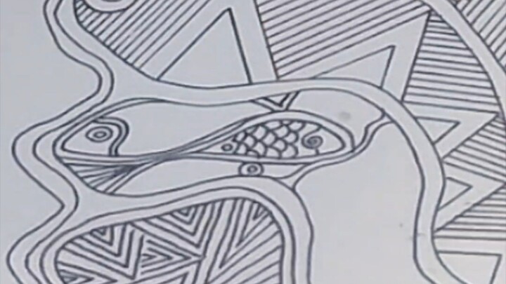 Zentangle - Fish(1) 小鱼禅绕图 #zentangle #art #creative #easydraw #learntodraw #creativehealing #handcra