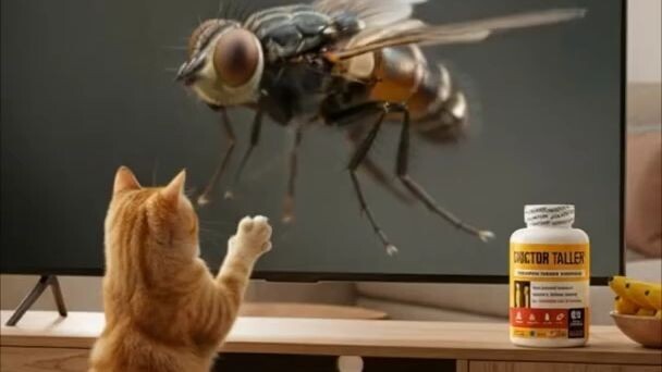 Orange Cat Gets Scared by a Giant Fly on TV 😱🐱