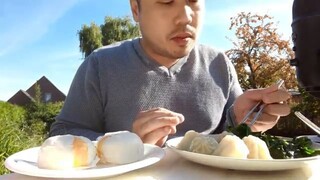 ASMR Chinese Food: Salted Custard Buns, Xiao Long Bao (Soup Dumplings) & Spinach