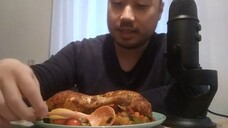ASMR eating sounds - Couscous And Baked Quarter Chicken | Open Mouth & Smacking