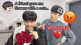 My Husband Reaction When I Get Flowers From Other Guys💔*He Is So Jealous*[Gay Couple Prank BL]