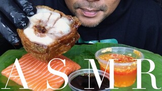 ASMR:SALMON&CRISPY PORK (EATING SOUNDS)|COCO SAMUI ASMR #หมูกรอบ#กินโชว์