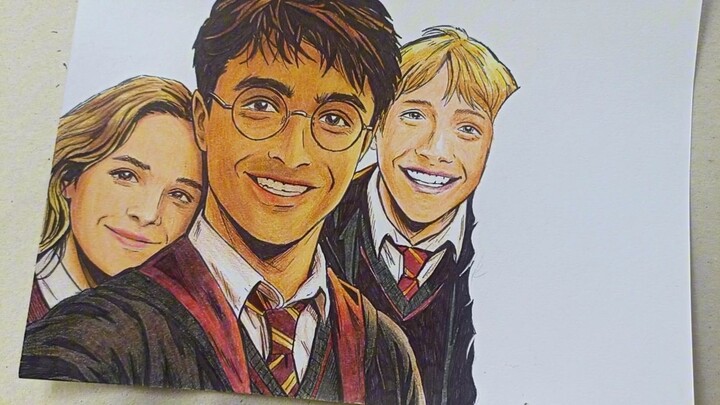 menggambar Ron Weasley dari serial Harry Potter