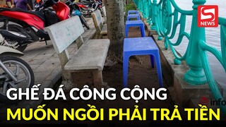 Xếp ghế che ô như bãi biển ven hồ Tây, ghế đá công cộng muốn ngồi phải trả tiền mua nước