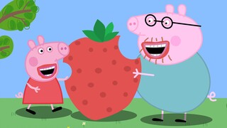 小猪佩奇和猪爸爸吃巨型草莓