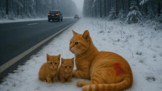 A Kind Man Saved an Injured Mama Cat and Her Kittens from the Cold Roadside ❤️