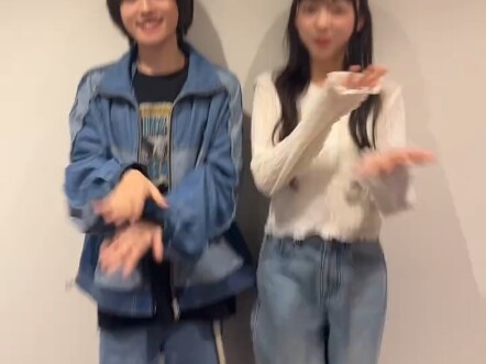 古贺瑠和镰田英怜奈戏外的一次同框跳op舞 竟然偶然地是情侣打扮