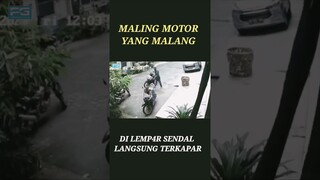Maling Motor Yang Malang || Dilempar Sendal Langsung Ambruk