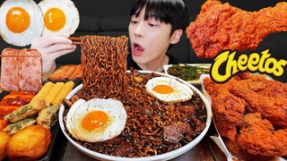 ASMR MUKBANG 직접 만든 치토스 양념 치킨먹방! 치즈스틱 짜파게티 레시피 FRIED CHICKEN AND BLACK BEAN NOODLES EATING SOUND!