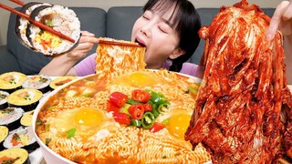매콤한 열라면 3봉지 🔥 김밥 김장김치까지 꿀조합 먹방 Korean Yeul Ramen Gimbap Spicy Kimchi Recipe Mukbang ASMR Ssoyoung