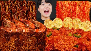 ASMR MUKBANG 직접 만든 양념 새우먹방! 불닭볶음면 짜파게티 레시피 & 먹방 FRIED SHRIMP AND BLACK BEAN NOODLES EATING SOUND!