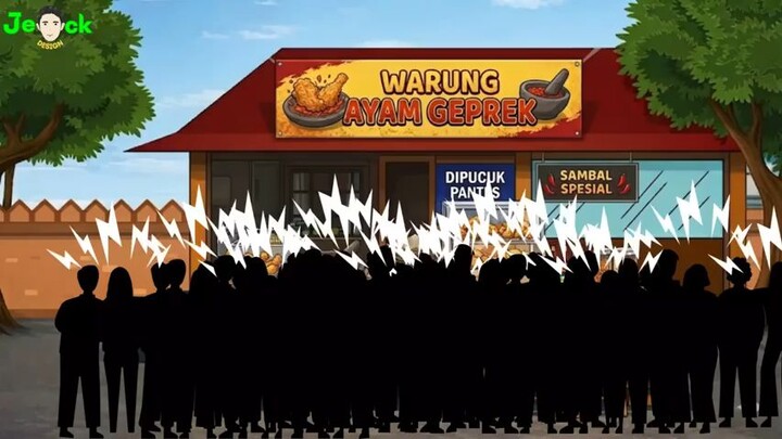 PENJUAL AYAM GEPREK CURANG PAKAI PESUGIHAN TALI POCONG SEBAGAI PENGLARIS DAGANGAN || ANIMASI AZAB