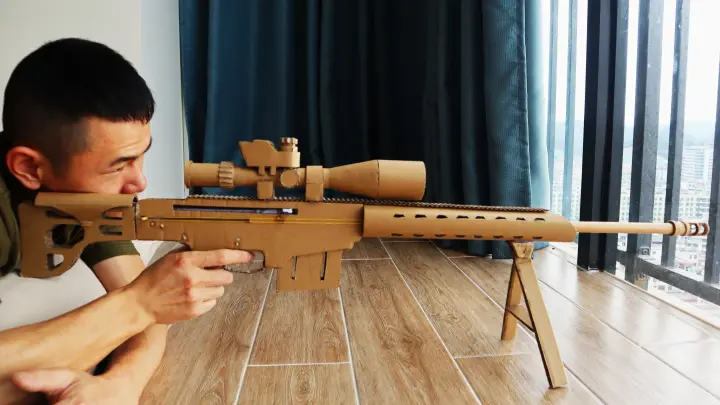 Teaching You How To Use Cardboard To Make A "Barrett" Rifle In 3 Minutes