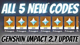 5 NEW Livestream CODES | Genshin Impact 2.7 Special Program