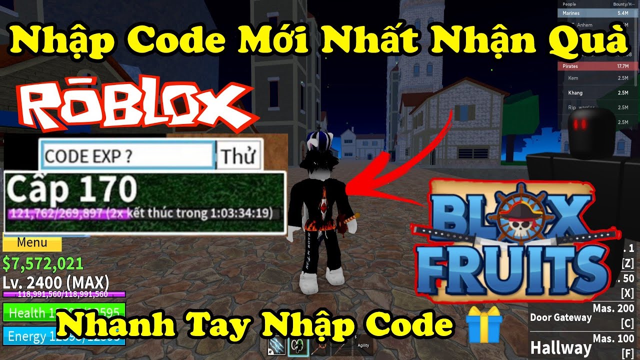 Roblox  Nhập 2 CODE Blox Fruit Mới Nhất 2x Exp Thời Điểm Hiện Tại Vẫn Còn  Nhập Được. - BiliBili