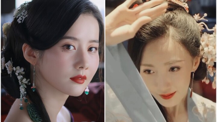 Both are top-ranking courtesans with side-parted hairstyles, yet each exudes a distinct charm: one i