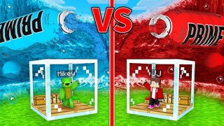 JJ's RICH and Mikey's POOR GLASS Bunker vs PRIME Drink Doomsday Survive Battle in Minecraft - Maizen