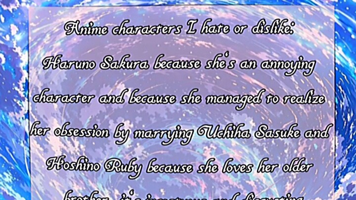 The Characters she hates or dislike||Cr: @amako_novel (Insta)||Uchiha Sasuke||#sasuke #sasukeshorts