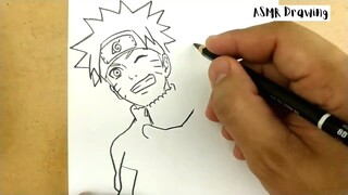 ASMR drawing Naruto ... VERY EASY ,, how to draw NARUTO manga from japa