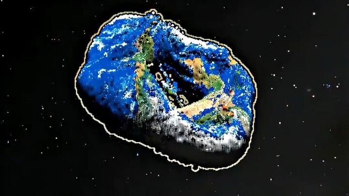 A needle collides with Earth at the speed of light