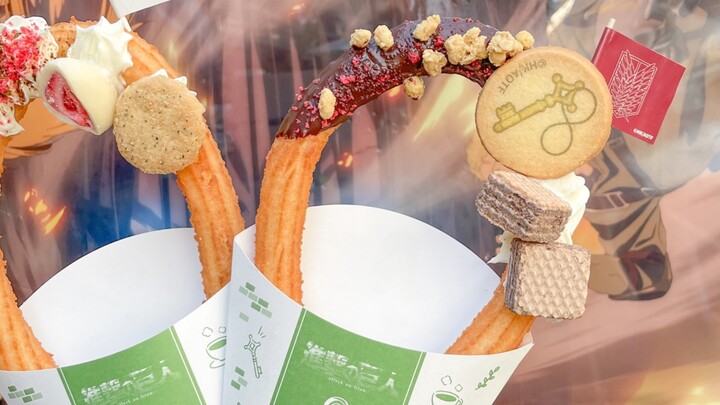 Go to Attack on Titan theme cafe to eat churros🥨✨