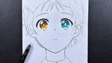 Anime sketch | how to draw cute anime girl with beautiful eyes step-by-step