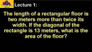 Finding the Area of a Rectangle Given Diagonal and Expression for the Length