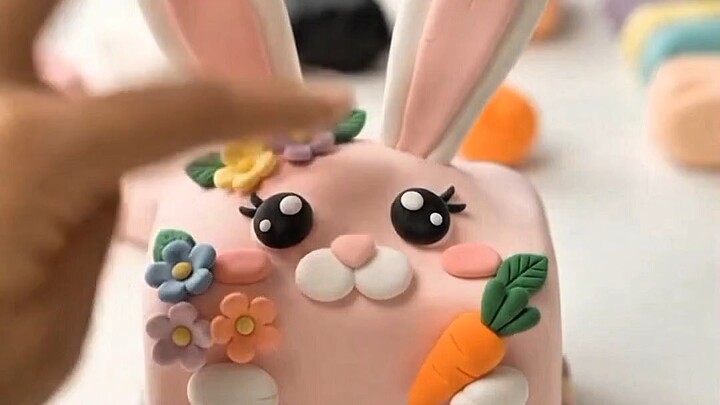 超可爱的黏土兔子纸巾盒 🐰🌸｜迷你黏土艺术