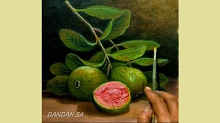 MELUKIS - MENGGAMBAR BUAH JAMBU BIJI DENGAN CAT AKRILIK DI KANVAS / LUKISAN JAMBU BIJI BY DANDAN SA